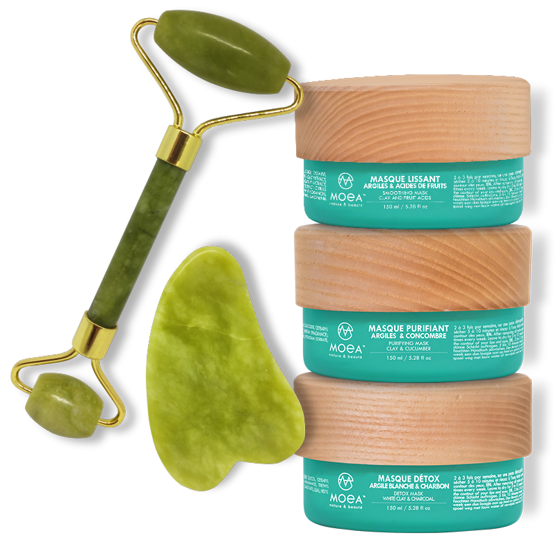 Rouleau et Gua Sha de Jade + Les masques